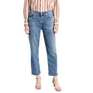Agolde Kye Mid Rise Straight Ankle Crop Medium Blue Denim Jeans Women's Size 29